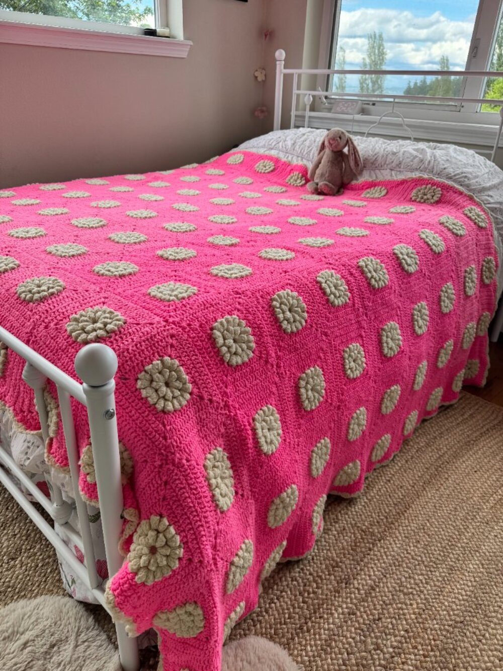 Beautiful Handmade Crochet Granny Square Blanket - 118"x71"